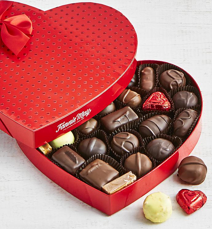Fannie May Assorted Chocolate Heart Box  1 LB