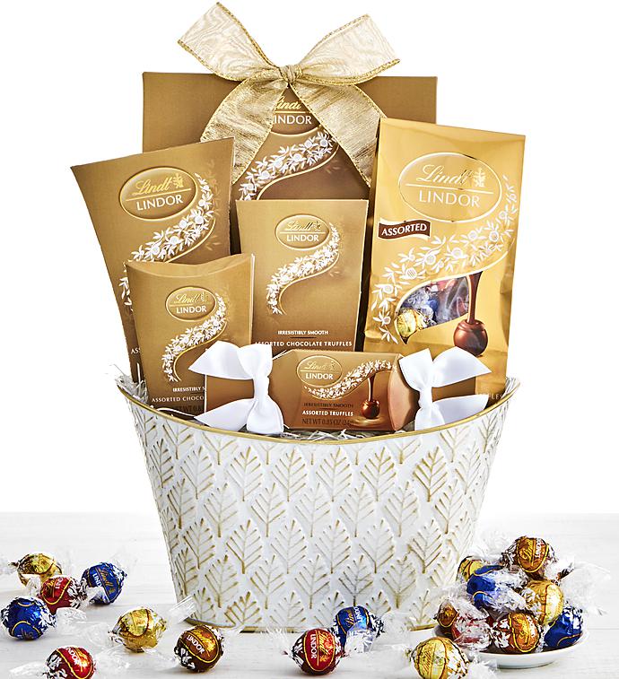 Golden Lindt Chocolates Assortment Basket